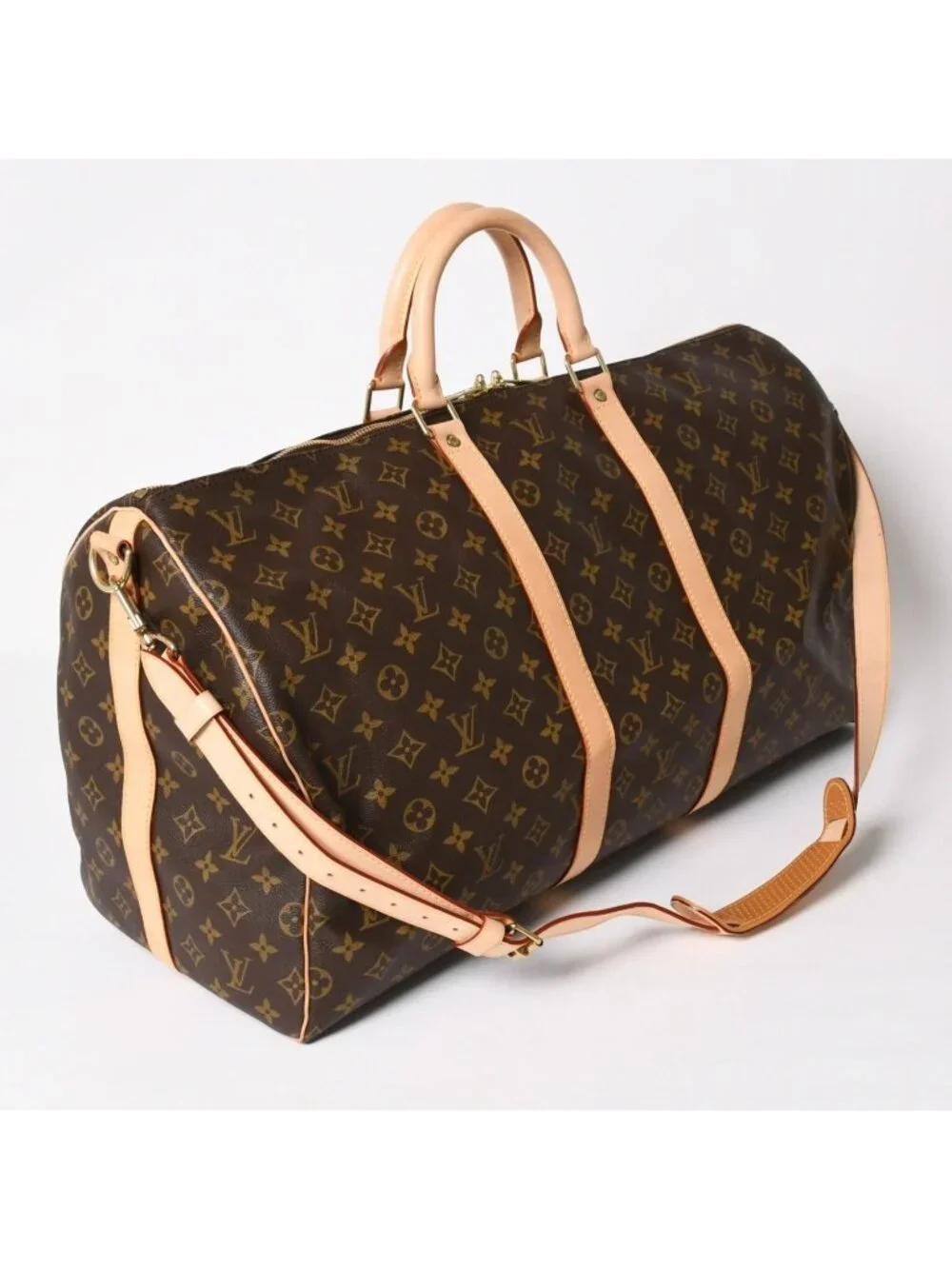 Louis Vuitton Monogram Keepall Bandouliere 55 2-Way Boston Bag Brown Canvas
